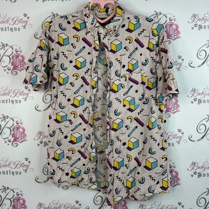 Super massive button up dotted maccoroni   Geometric Patterned Men's Shirt